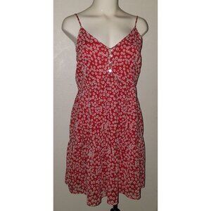 NWOT BaeVely Red Floral Spaghetti Strap Tunic? Mini Dress? Lined Size Medium